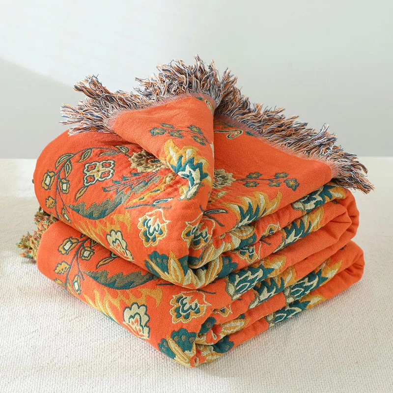 100% Cotton Multi-Layer Gauze Thread Blanket Lightweight Summer Reversible Thin Quilt Sofa Throw for Single Double Bed