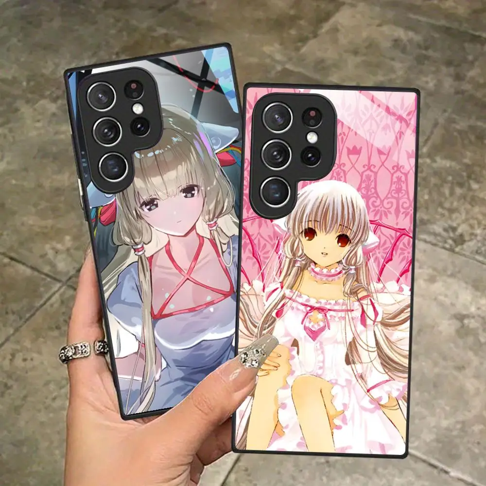 Anime Chobits Chii Glass Mobile Phone Case for Samsung Galaxy S26 S25 S24 S23 S22 S21 S20 Note20 Plus FE Ultra Colorful Cover