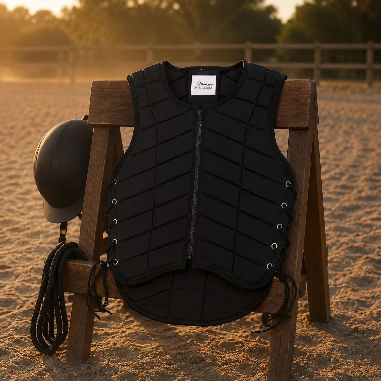 protege-corps-d'equitation-ajuste-sans-manches-gilet-rembourre-a-lacets-equipement-de-protection-sportive-durable