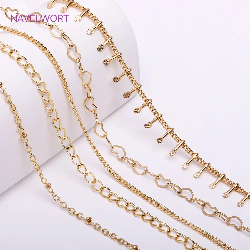 

13 Types Real Gold Plated Bulk Chains For Jewelry Making DIY Bracelets Necklaces Earrings Accessories