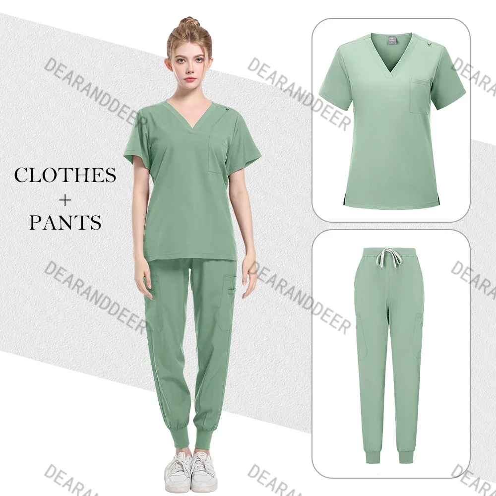 Surgical top pocket straight-leg pants wrinkle-resistant high-grade fabric clinical uniform washable nurse medical surgical set