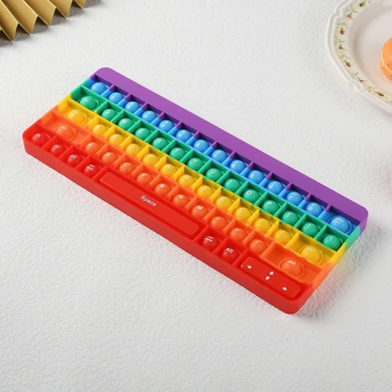 Rainbow Sensory Fidget Toys Keyboard Push Game Kids Anxiety Stress Relief Toy Juguetes Sensoriales Antiestrés Para Niños