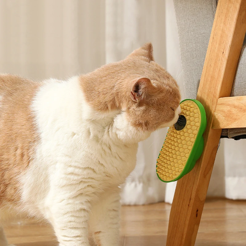 Pasteable Cat Brush Comb Cat Wall Corner Massage Scrubber Cat Rubbing Brush With Catnip Cats Grooming Supplies Cat Accessories