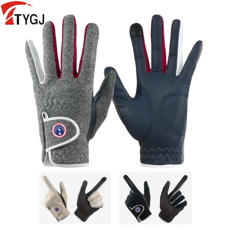 

TTYGJ Warm Plush Winter Golf Gloves for Men Anti Slip Full Hand Sports Gloves Men Keep Warm Left and Right Hand Mittens