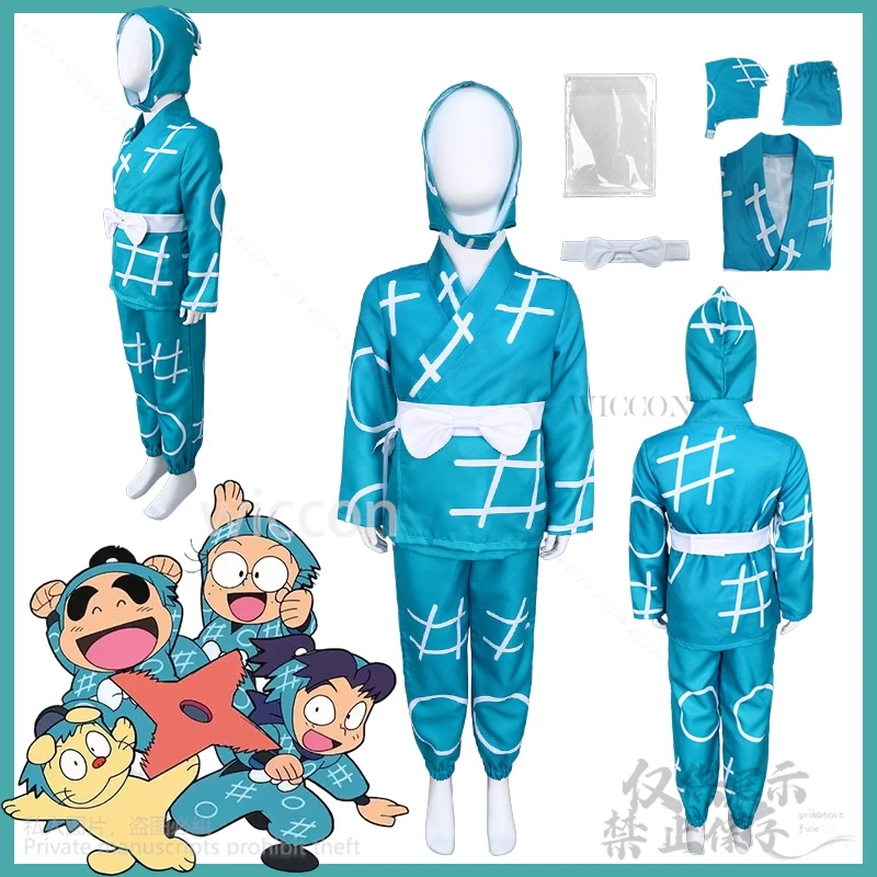 Nintama Cosplay Rantarou Cartoon Uniforme Anime Ninja giapponese Blu Kimono Suit Kawaii Cappello carino Rantarou Halloween per personalizzato