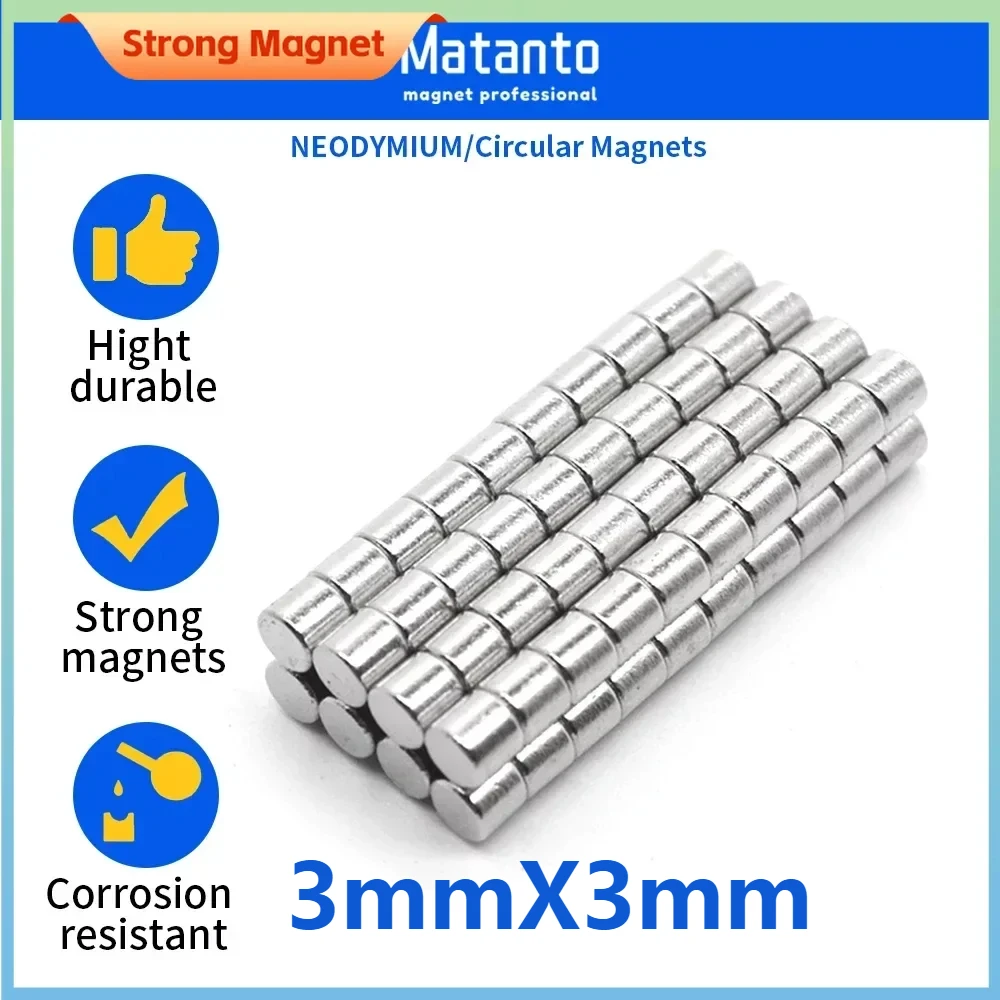 

50-5000Pcs 3*3mm Spuer Strong Neodymium Magnet NdFeB Powerful Magnetic Small Round Rare Earth N35 Magnets Search Magnets 3x3mm