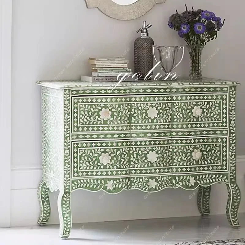 

Винтажный винтажный вход из цельного дерева, ручная роспись, фойе, легкая роскошная современная минималистичная фойе во французском стиле в американском стиле