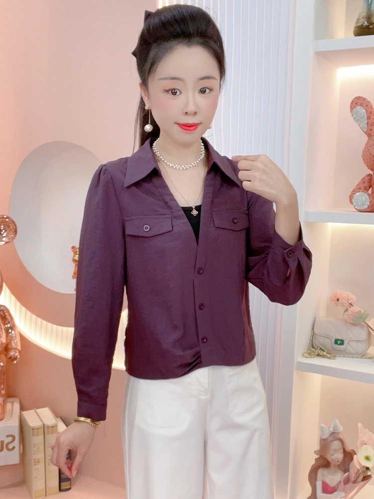 

Раннеосенняя уникальная женская рубашка с длинным рукавом: универсальная, модная, роскошная, молодежная, элегантная, повседневная, свободного кроя, с воротником