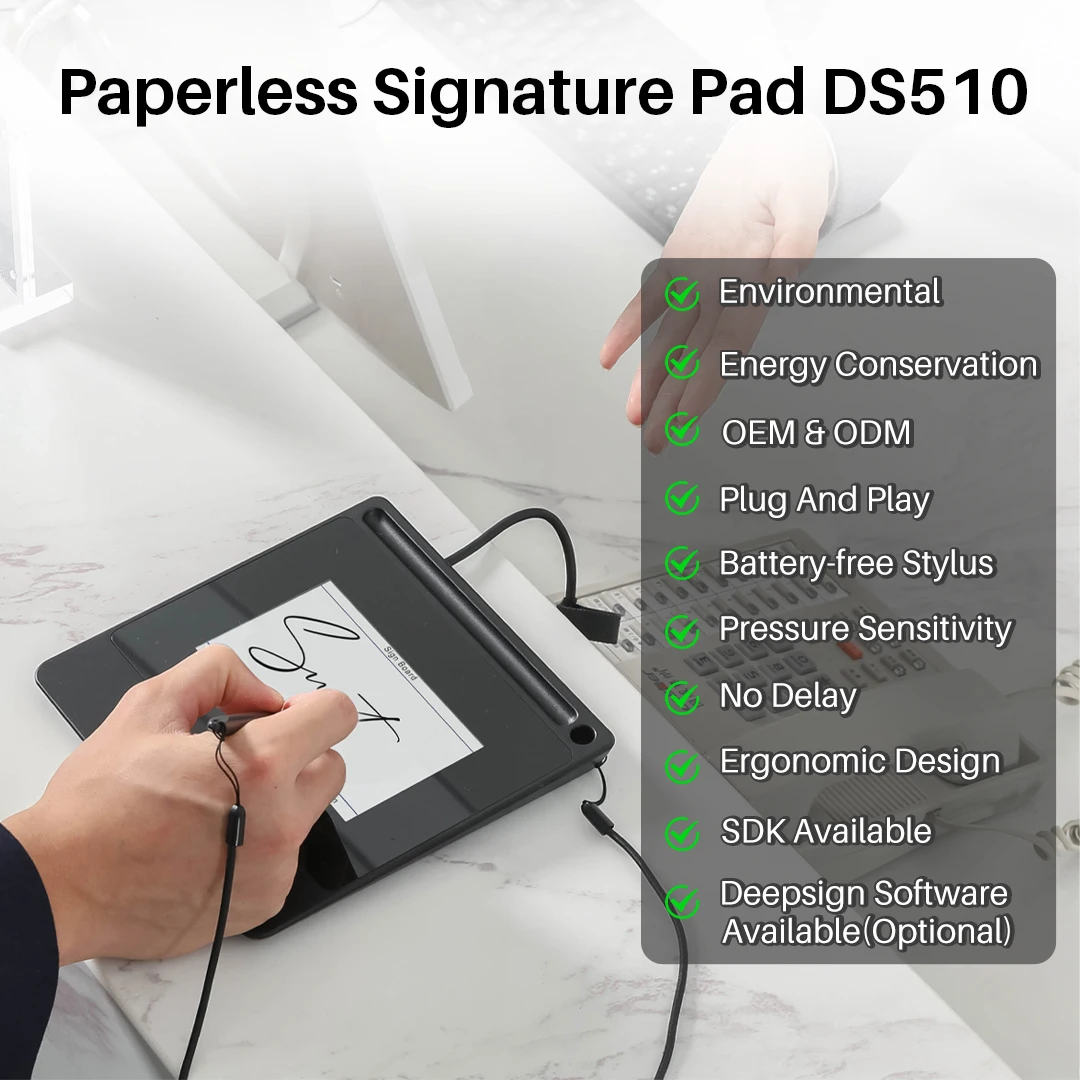 Paperless 5 Inch Portable Digital Signature Pad DS510 Pdf Sign Real-time Display Signature Tablet for Bank Hotel OEM