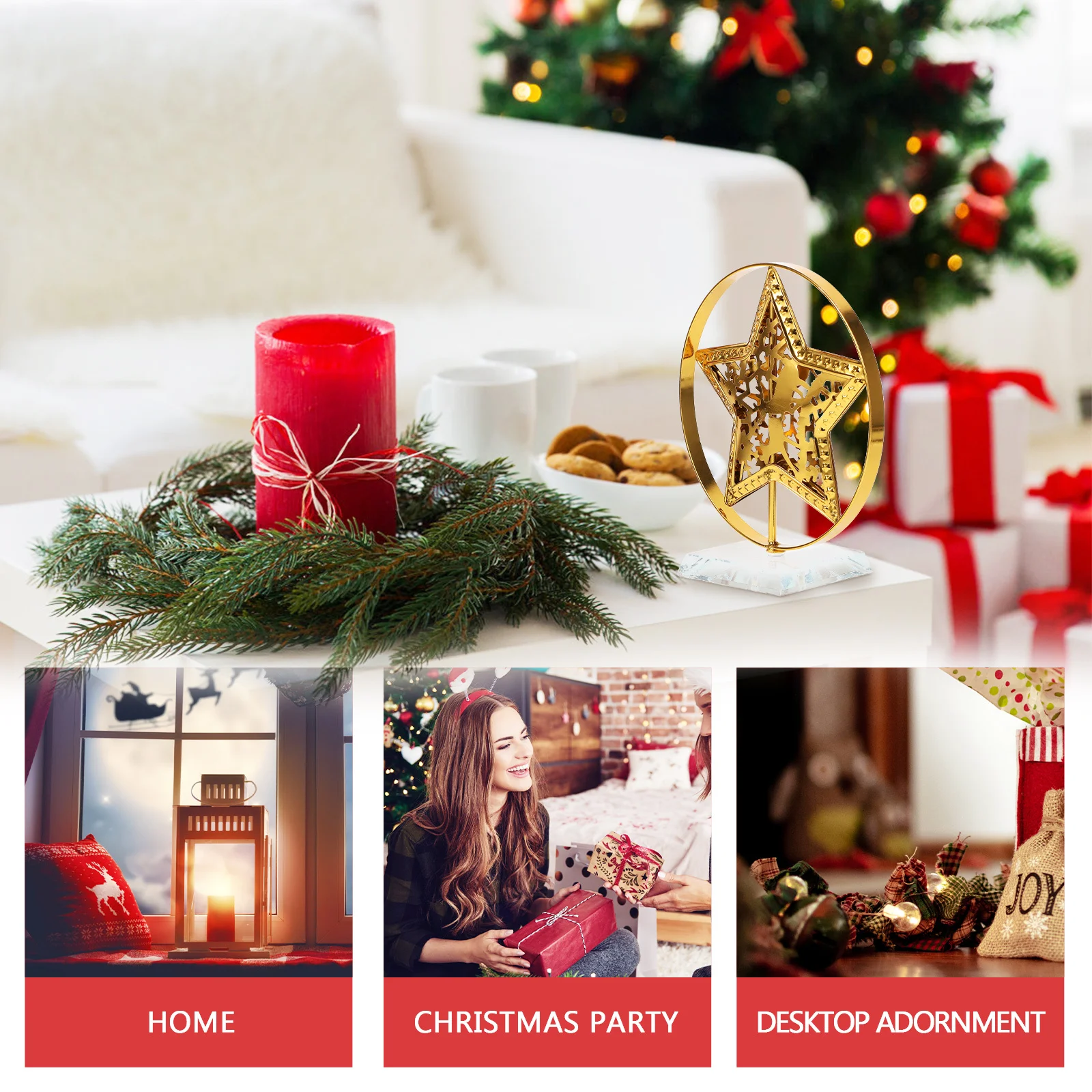 

Xmas Table Decoration Christmas Star Sign Desktop Adornment Metal Craft Photo Prop Holiday Centerpiece Christmas Table Sign