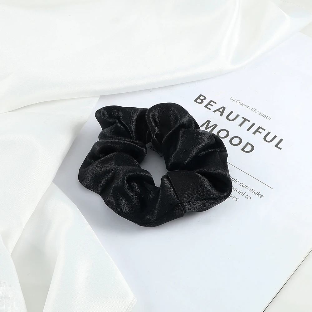 Boo-tiful Scrunchies cetim de seda para mulheres e meninas, Big Elastic Rubber Hair Band, suporte de rabo de cavalo, laços acessórios, atacado, 5pcs