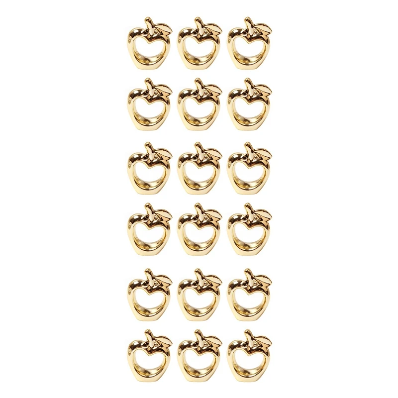 18Pcs Apple Napkin Rings, Metal Plated Apple Vintage Napkin Ring Buckle Holder For Dining Table Decoration,(Gold)