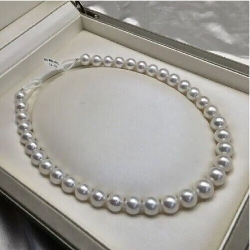 

GENUINE NATURAL AAAAA 9-10MM Australian south sea white Round pearl necklace 14K