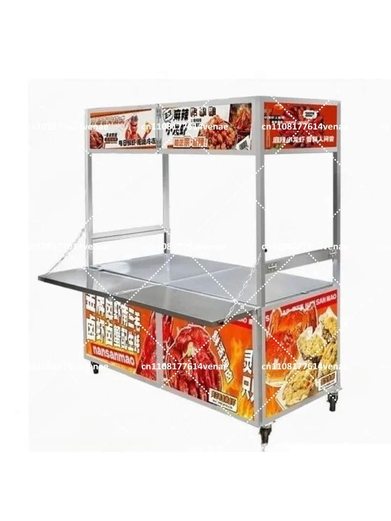 Foldable Snack Cart Mobile Dining Trolley for Night Market Oden Cooking Street Food Stall