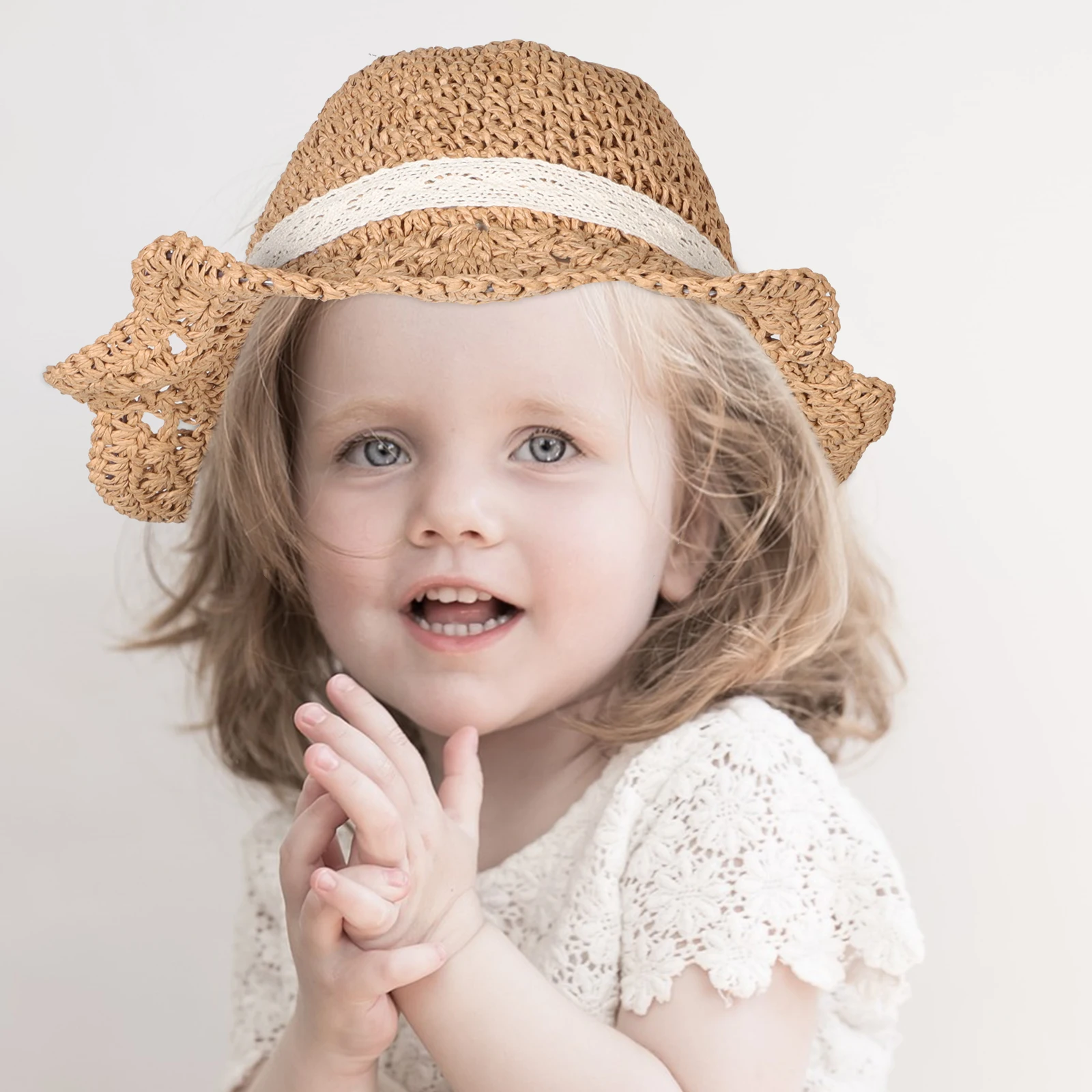 قبعة شمس للأطفال، قبعات من القش للشاطئ للفتيات الصغيرات، خفيفة الوزن ومسامية وقابلة للتعديل للربيع والصيف فعالة