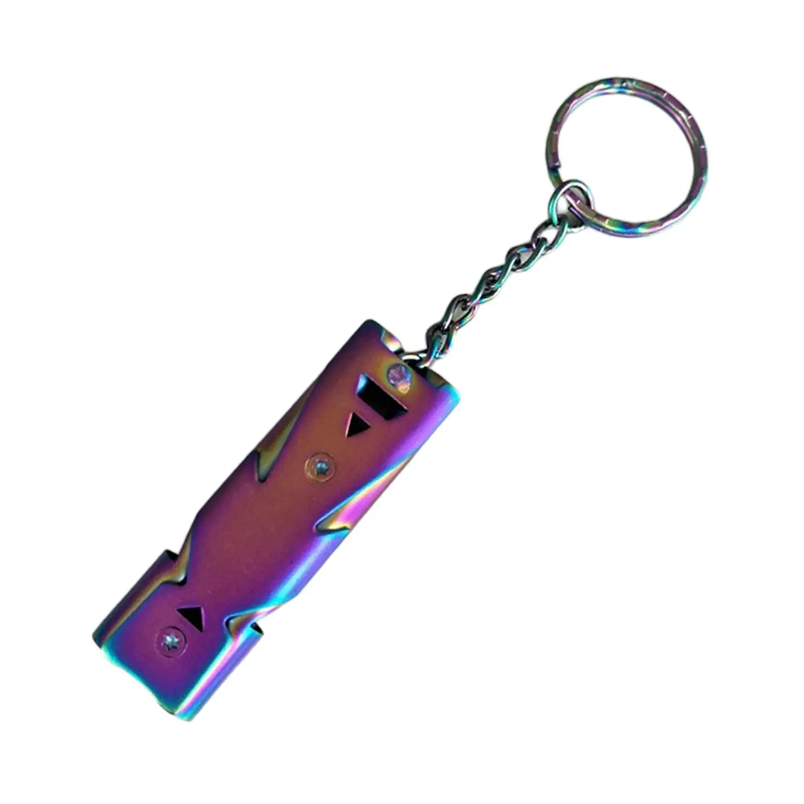 2xStainless Steel Outdoor Survival Whistle with Keychain Colorful