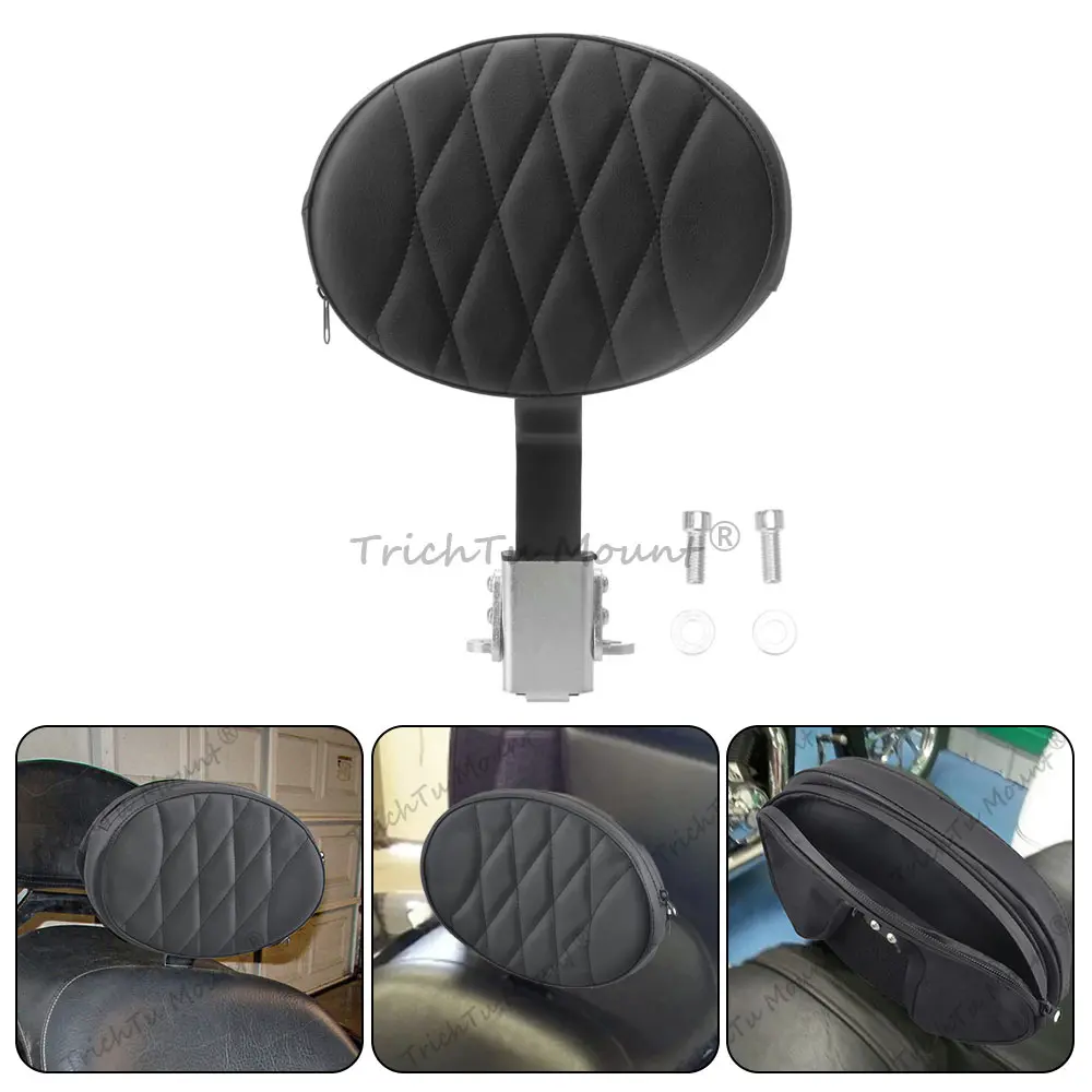 1pcs Adjustable seat Backrest With Mounting Kit Sissy Bar Compatible with Victory 2012-2017 PU Leather Motorcycle Seat Backrest