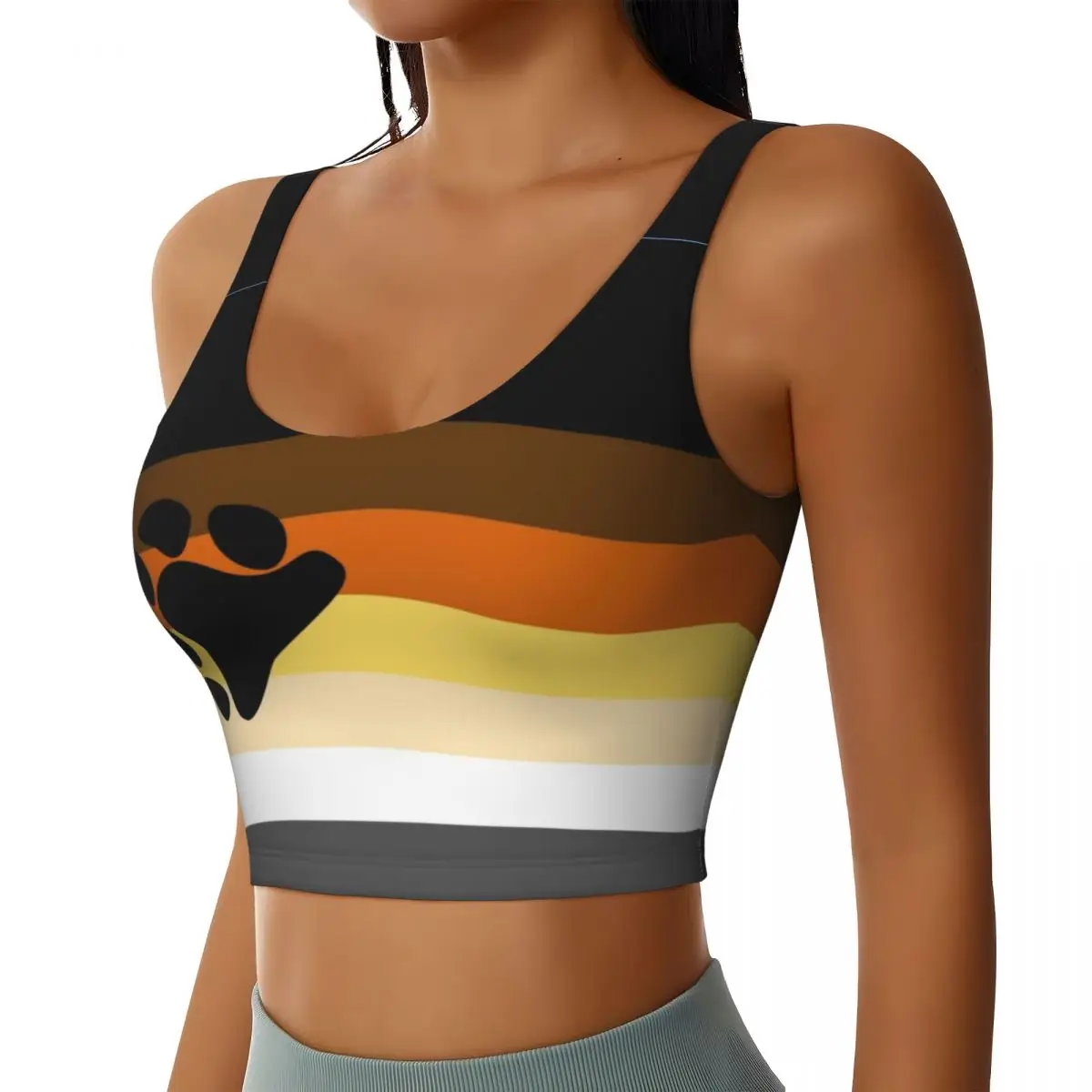 Custom Gay Bear Pride Paw Workout Crop Tank Tops Women's Seamless LGBT GLBT Running Yoga Sports Bras