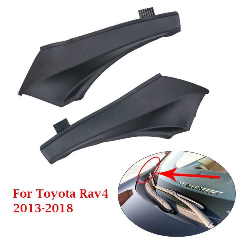 1 Pair Black Front Wiper Side Cowl Extension Cover Plastic Left Right Fit For Toyota RAV4 2013-2018 53867-42020 53866-42020