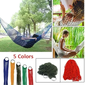 Outdoor Sport Hammock Net Mesh Bed Nylon Portable Camping Hammock Outdoor Swing