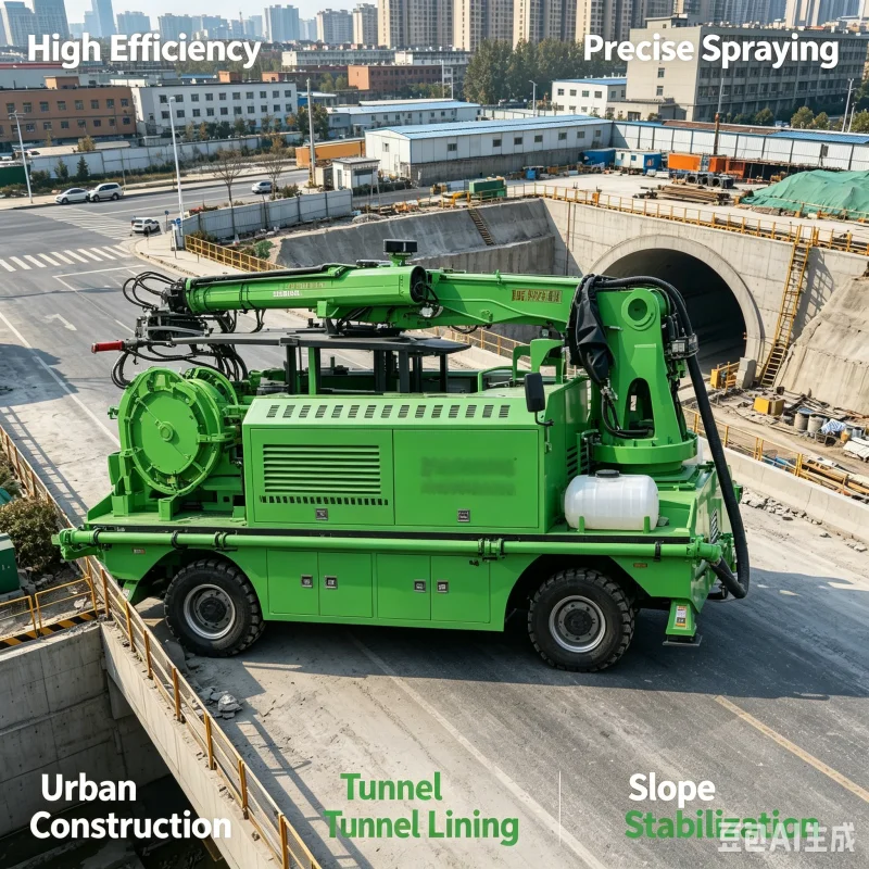 Underground Trailer Mounted Shotcrete Machine Heavy Duty Robotic Wet Concrete Spraying Pump For Subway Tunnel Infrastructure