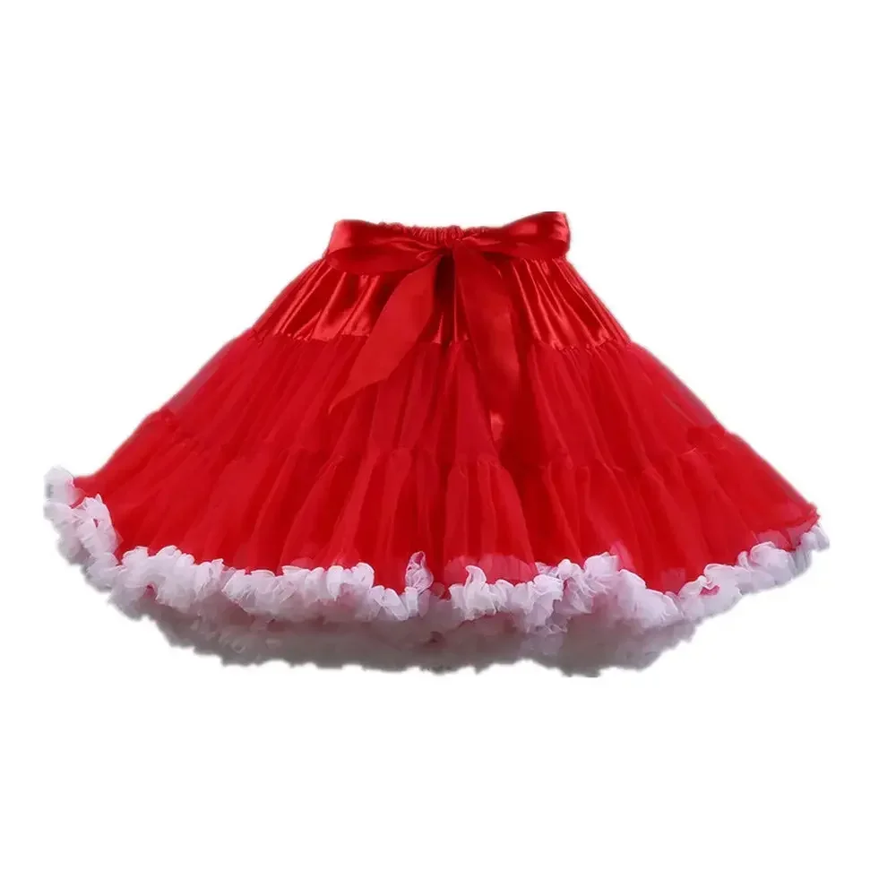 โรแมนติกออกแบบใหม่สตรี 3 ชั้นจีบ Tulle Petticoat Tutu Puffy Party คอสเพลย์กระโปรง