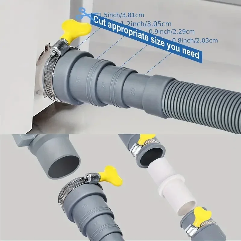 1.5/2/3 Meter Washing Machine Drain Hose Flexible Dishwasher Drain Hose Extension Kits Corrugated Washer Discharge Hose image 3