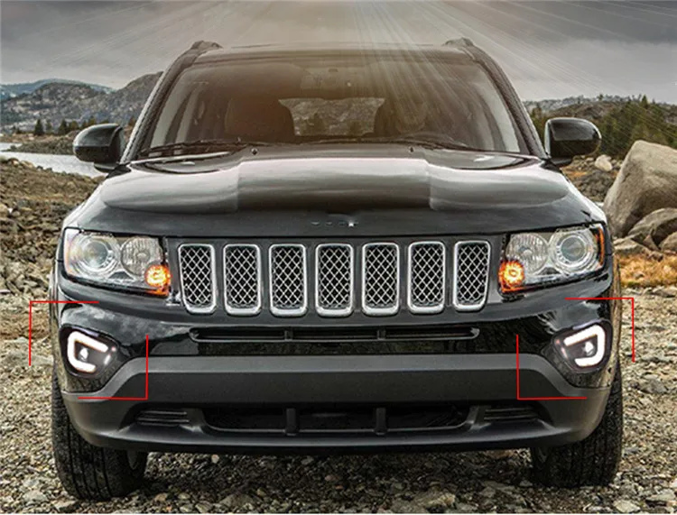 For Jeep 11-16 Compass daytime running lights modification LED fog lights JEEP running lights turn signals