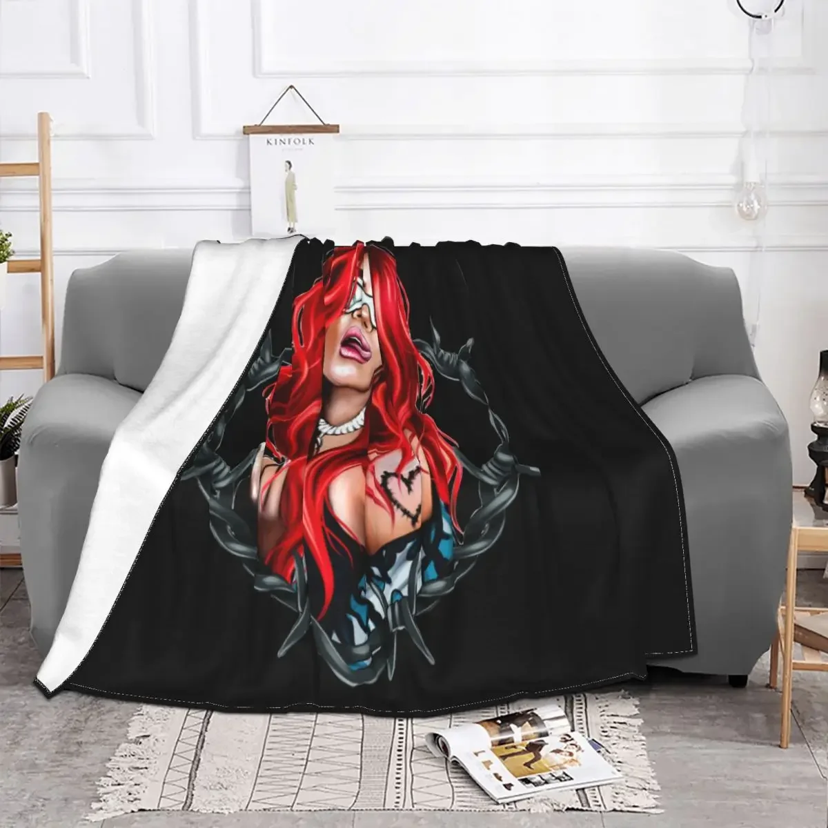 Karol G Bichota Heart Tattoo Blankets Flannel Novelty Warm Throw Blanket for Bedding Lounge Spring Autumn