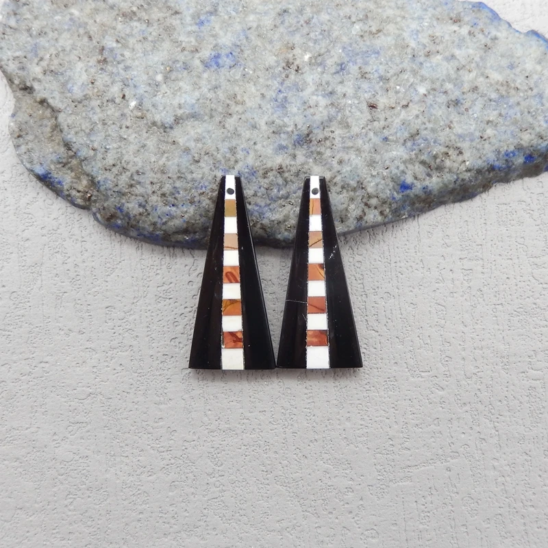 

Multi-Color Natural Stone Obsidian Howlite Picasso Jasper Intarsia Earring Beads 30x14x3mm 3.7g DIY Jewelry Making Accessories