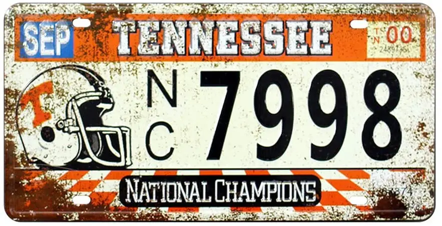 Retro Vintage U.S. State Auto Number Tags, Tennessee, Embossed Metal Metal Signs, 12