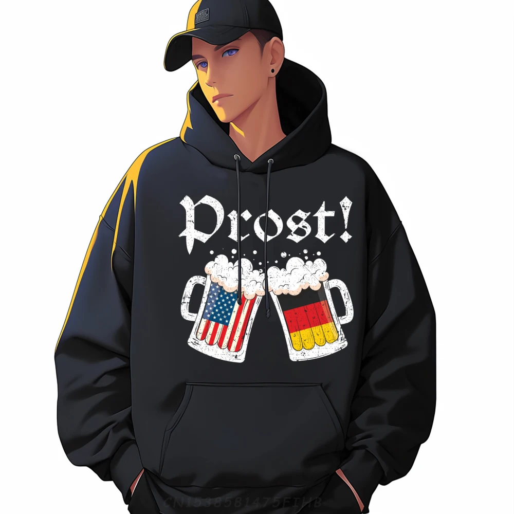 

Oktoberfes American German Flag Beer Prost Pink Graphic Tees Fall Mens Hoodie Tops Hoodie Slogan