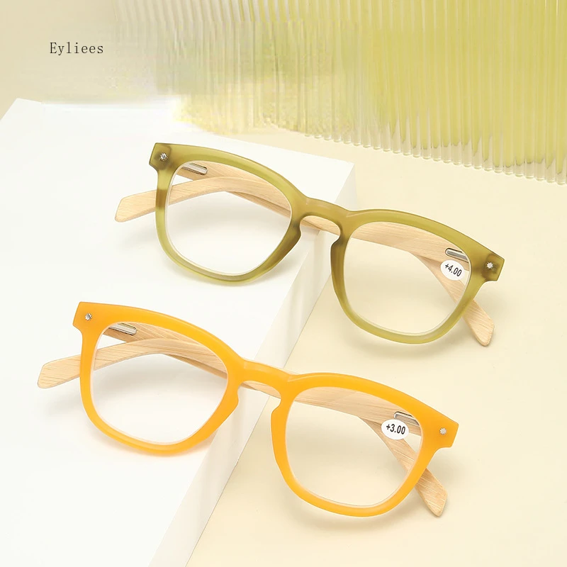 Women Men's Unique Wooden Reading Glasses Trendy Round Frame Transparent Eyewear Unisex Vintage HD Lens Far Sight Eyeglasses