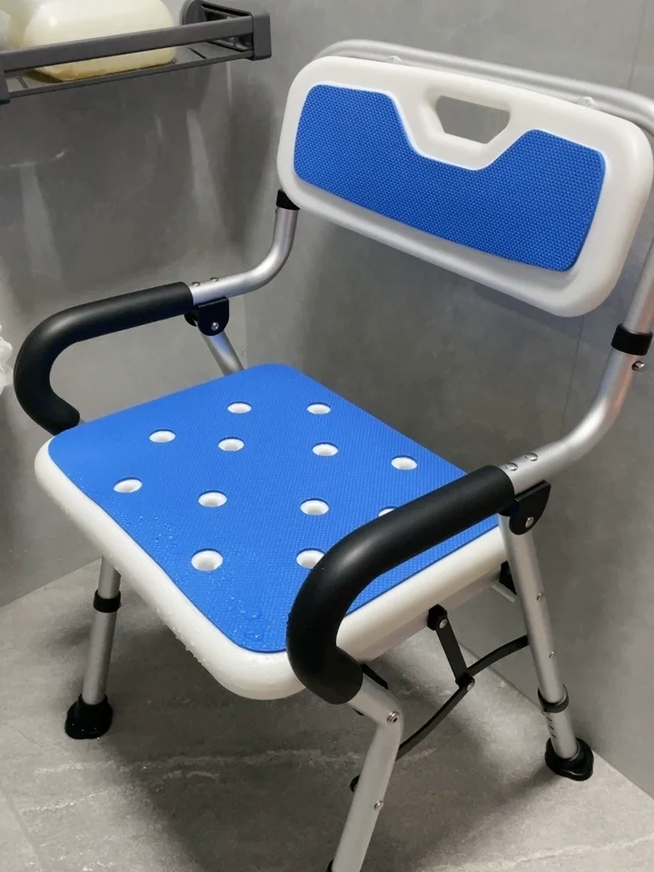 Foldable Shower Chair for Elderly Pregnant Women Portable Non-Slip Bath Seat Alloy Lightweight Adjustable Bathroom Chair