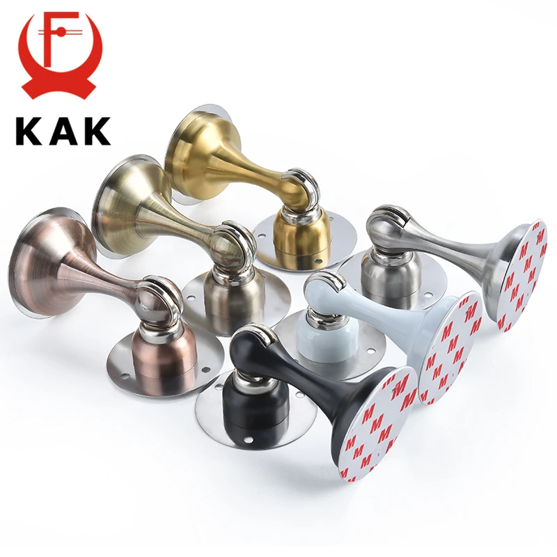 KAK Stainless Steel Magnetic Door Stopper Sticker Hidden Door Holders Catch Floor Wall Mounted Nail-free Doorstop Door Hardware