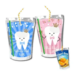 First Tooth Boy Girl Juice Pouch Labels Soap Bubble Favor Tag Chip Bag Candy Box Bottle Stickers Birthday Party Christmas Decor