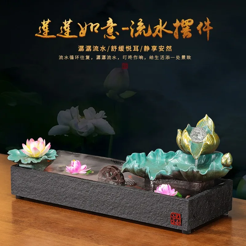 

Creative lucky water ornament desktop fish tank circulating water home living room office housewarming new home opening gift