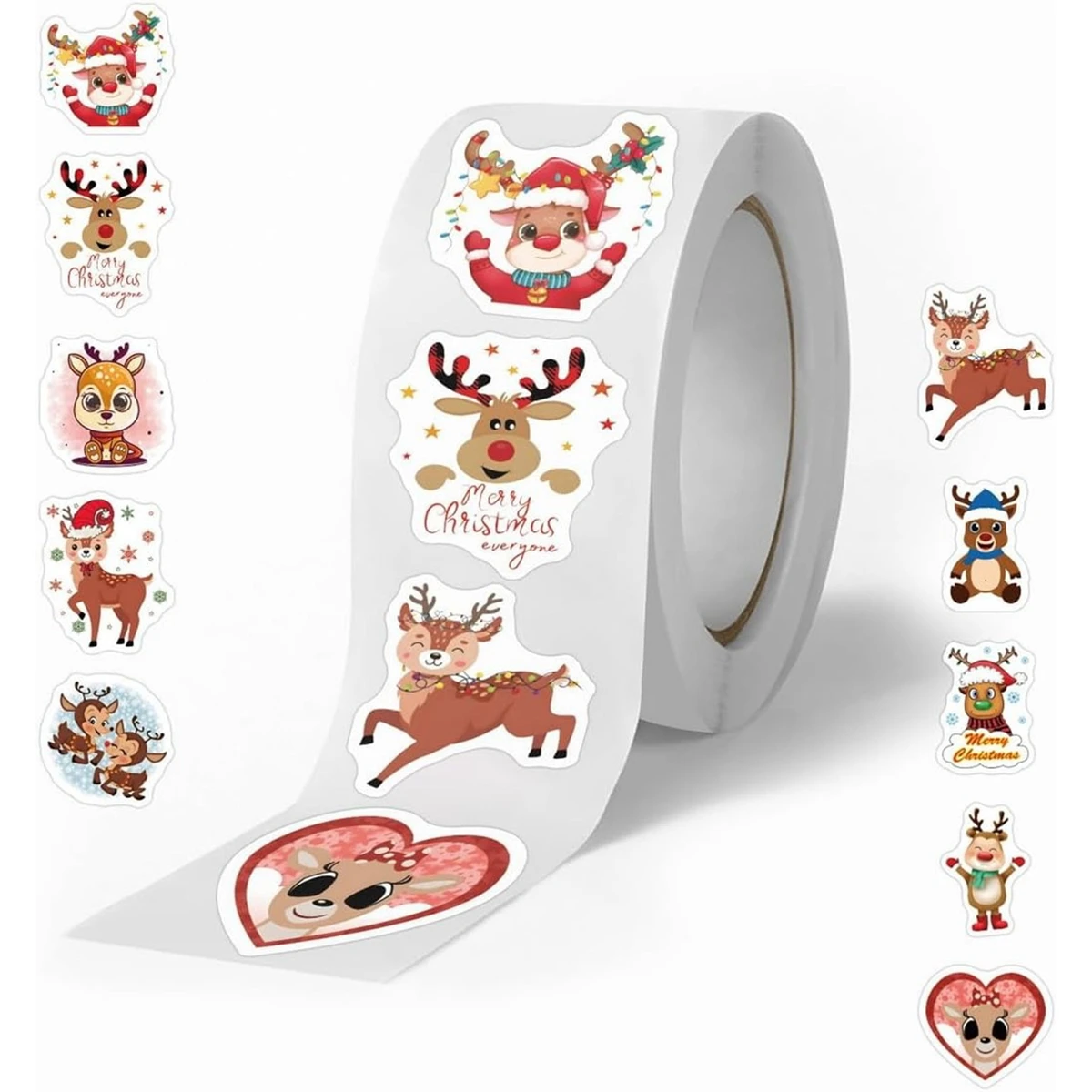 100-500pcs Cartoon Christmas Theme Gift Tag Stickers Holiday Birthday Party Gift Decoration Praise Stickers Reward Stickers Lab