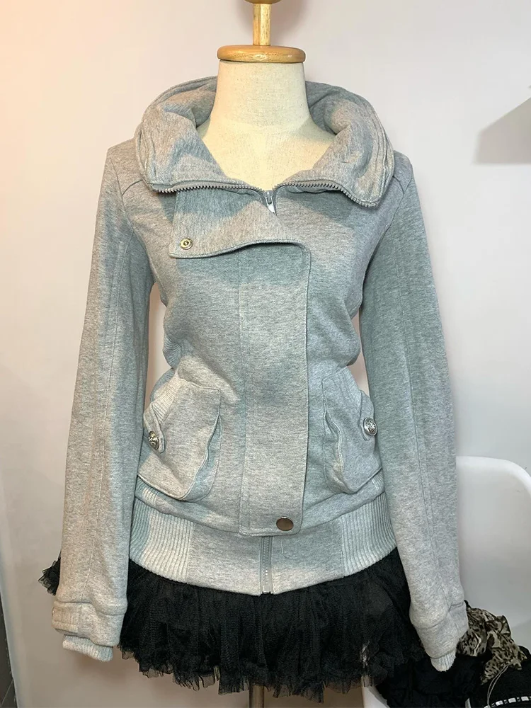 

Оригинальный винтажный американский свитшот с воротником, модный дизайн, повседневная верхняя одежда, осенний свободный крой, хлопок, длинный рукав