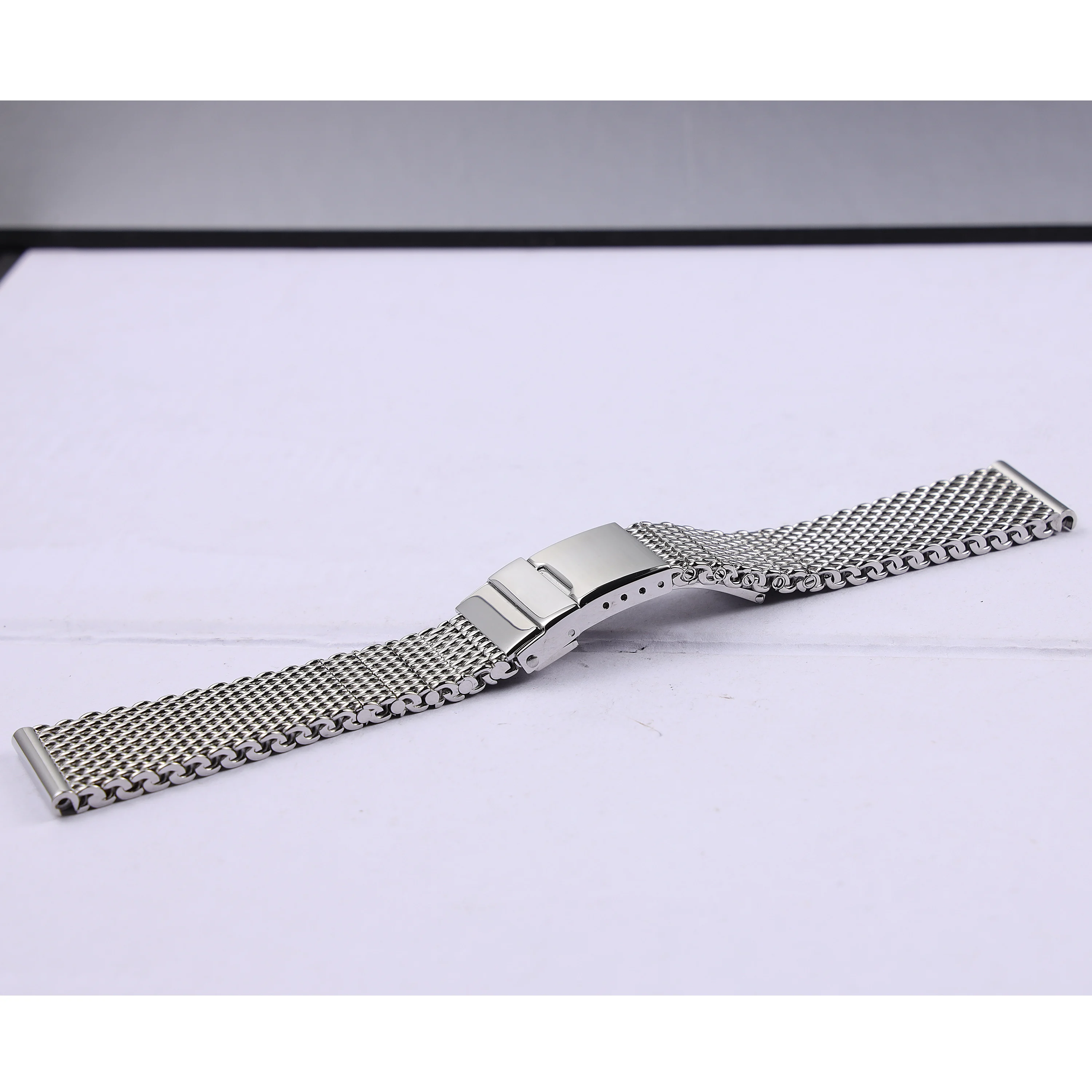 22mm 24mm solid silver stainless steel watchband for Breitling metal milanese watch strap men wrist bracelet