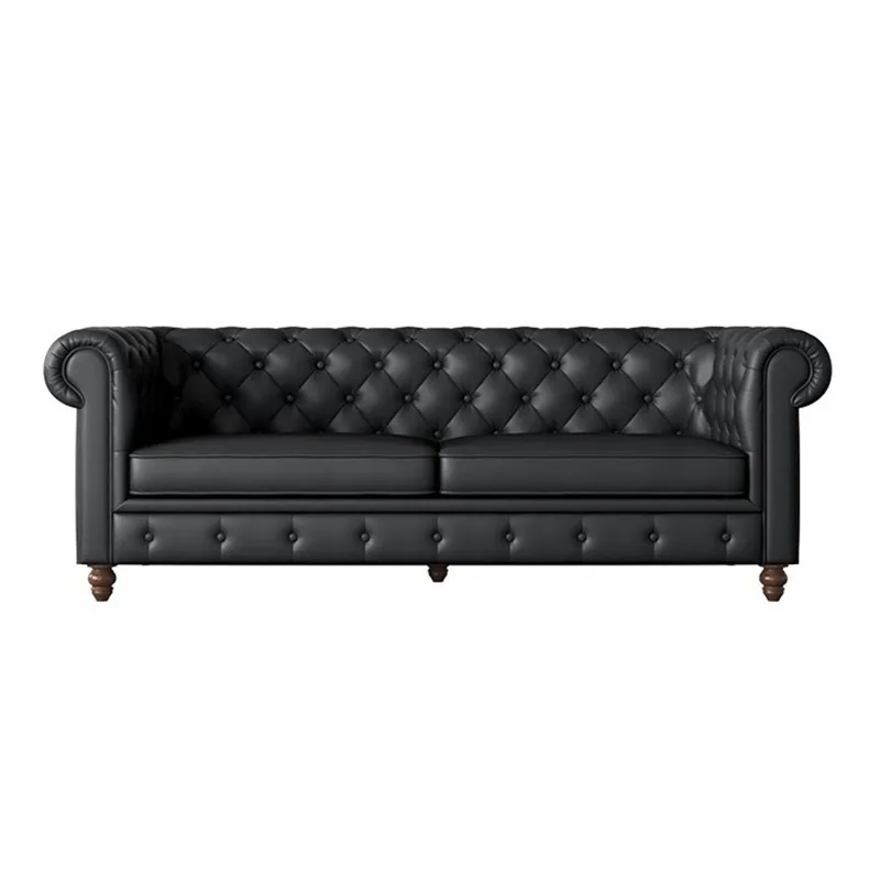 

Sofa first layer cowhide straight-breasted buckle sofa villa living room size apartment three-person combination