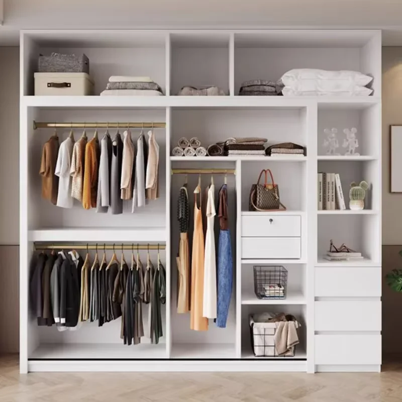 Luxury Modern Wardrobe Storage Stackable Clothes White Nordic Wardrobe Bedroom Wooden Armario Ropero Dormitorio Room Furniture