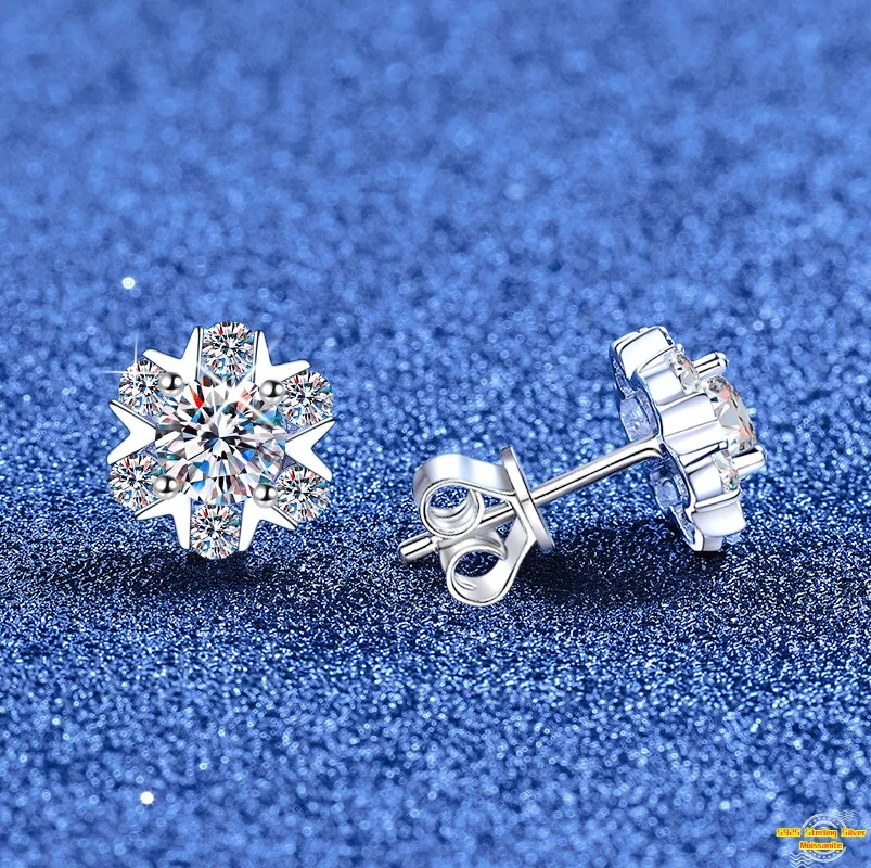 

1,0 карат муассанит S925 серебряные серьги-гвоздики для женщин с платиновым покрытием, четыре когтя, серьги-гвоздики, ювелирные изделия, оптовая продажа