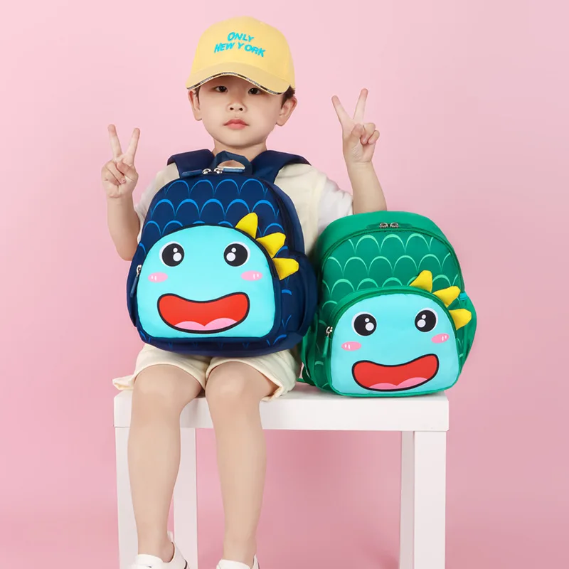 Nueva mochila escolar antipérdida para niños, mochilas ligeras de dibujos animados de dinosaurios para guardería, de gran capacidad para niños y niñas