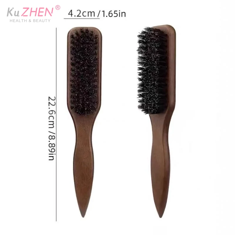 1pcs  Men's Grooming Beard Brush Brown Pointed-Tail Bristle Comb Unisex Smooth Anti-Static No Tangles No Hair Damage Home Use