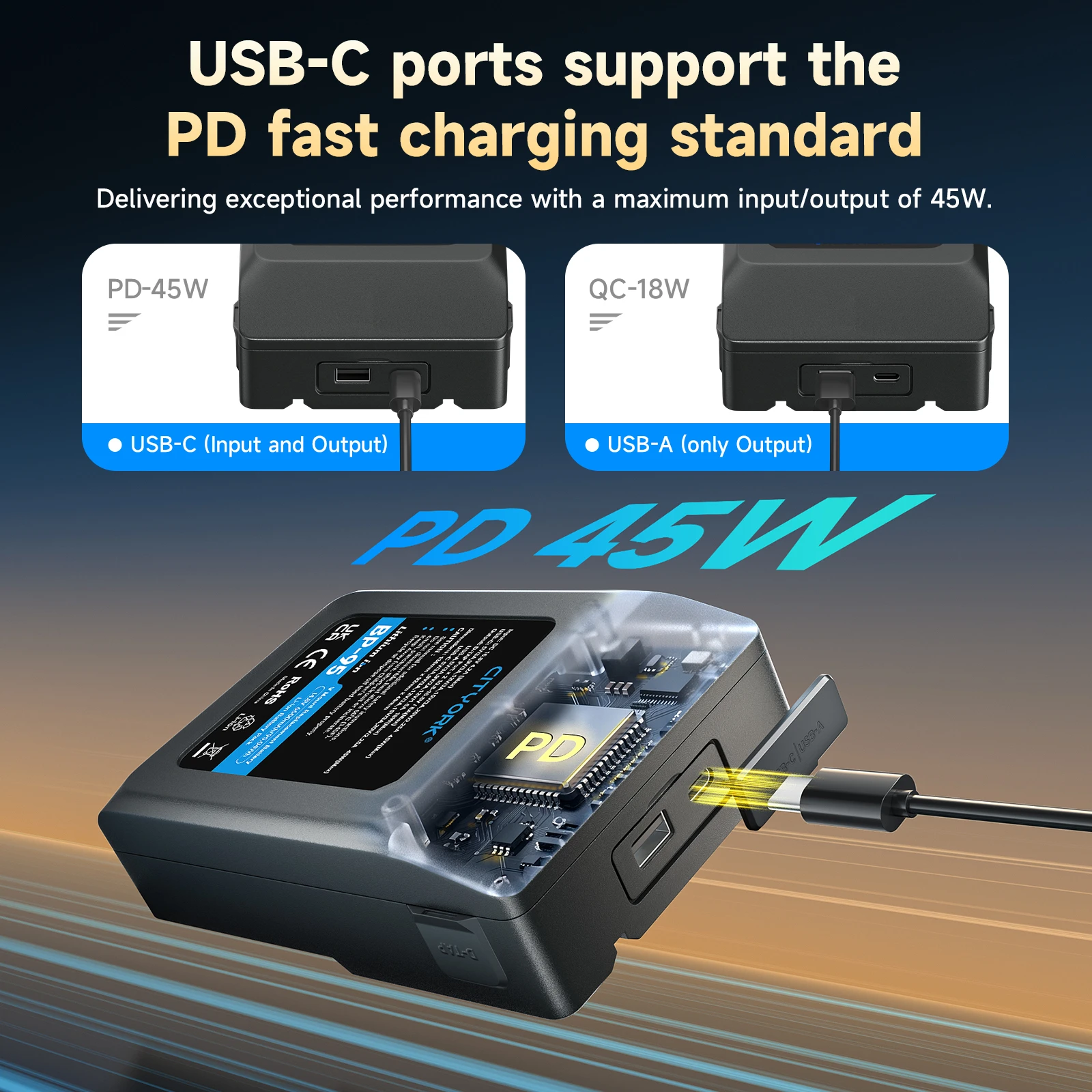 95Wh V Mount Battery 14.8V 6000mAh With Fast Charging Port for Sony HDCAM LED Light XDCAM DSLR BMPCC 4K Monitor