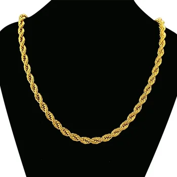 Gold AU999 real gold necklace for men and women 24K pure gold necklace hemp rope lucky boss necklace neck jewelry 60cm 5mm