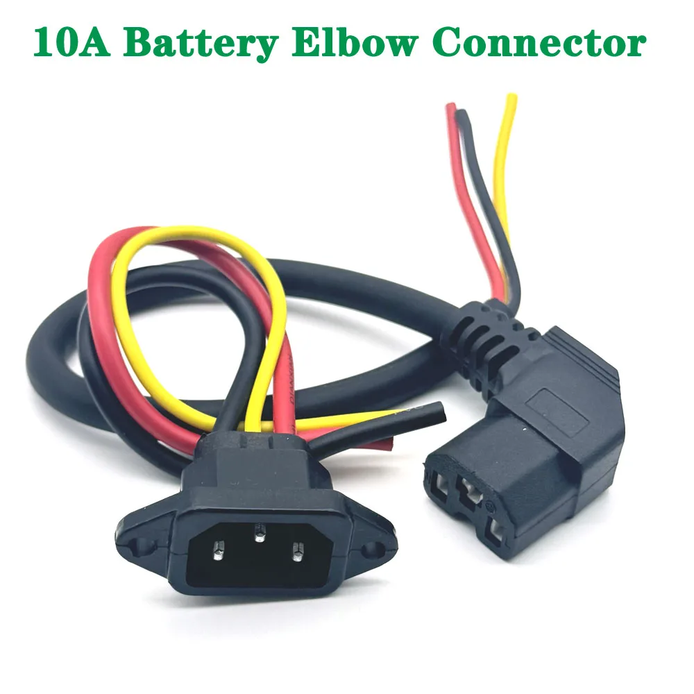 

Battery Connector Plug Three Vertical Charging Socket elbow With Wires 10A Cable For 36V 48V Universal E-bike Scooter