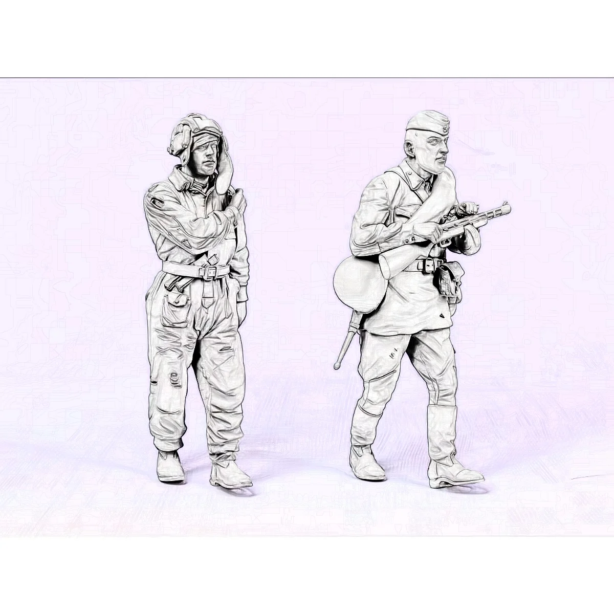 

1/35 resin unpainted model kit, military theme, WWII Soviet infantry and tank crew unassembled and unpainted GK