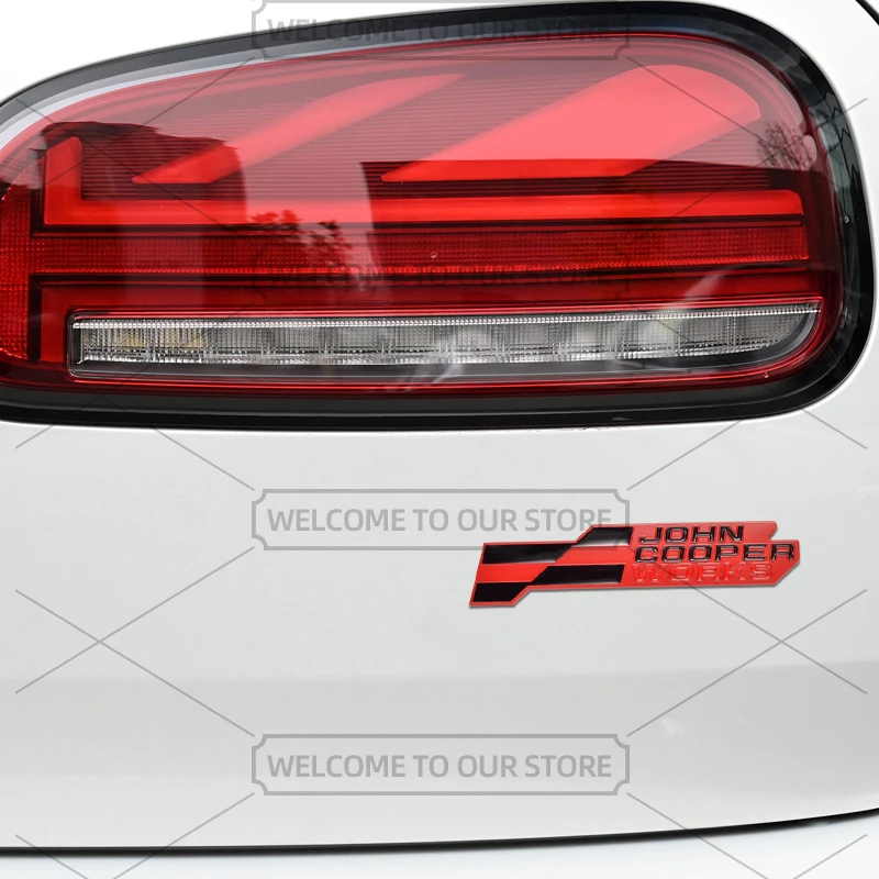 Car 3D Metal John Cooper Works Body Emblem Grille Badge Decals Auto Tail Sticker For Mini Cooper S U25 J01 J05 F66 F65 F67